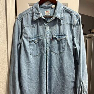 Levi’s Denim Western Button Down Shirt Blue L